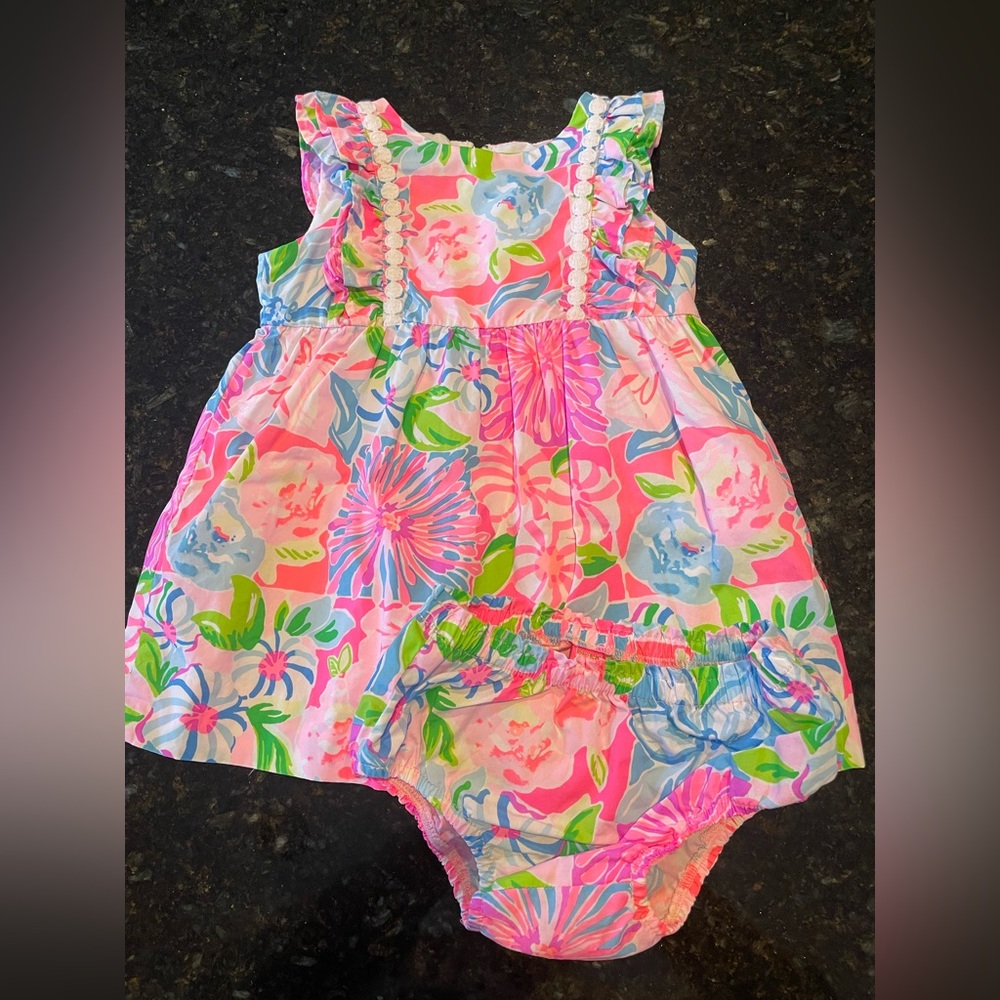 Lilly Pulitzer Annabelle Floral Dress in Multi Take It From Your Mumsy 18-24mo